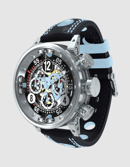 Review High Quality B.R.M Replica Watches For Sale BRM Racing V12-46-SA Light Blue Skeleton Chronograph